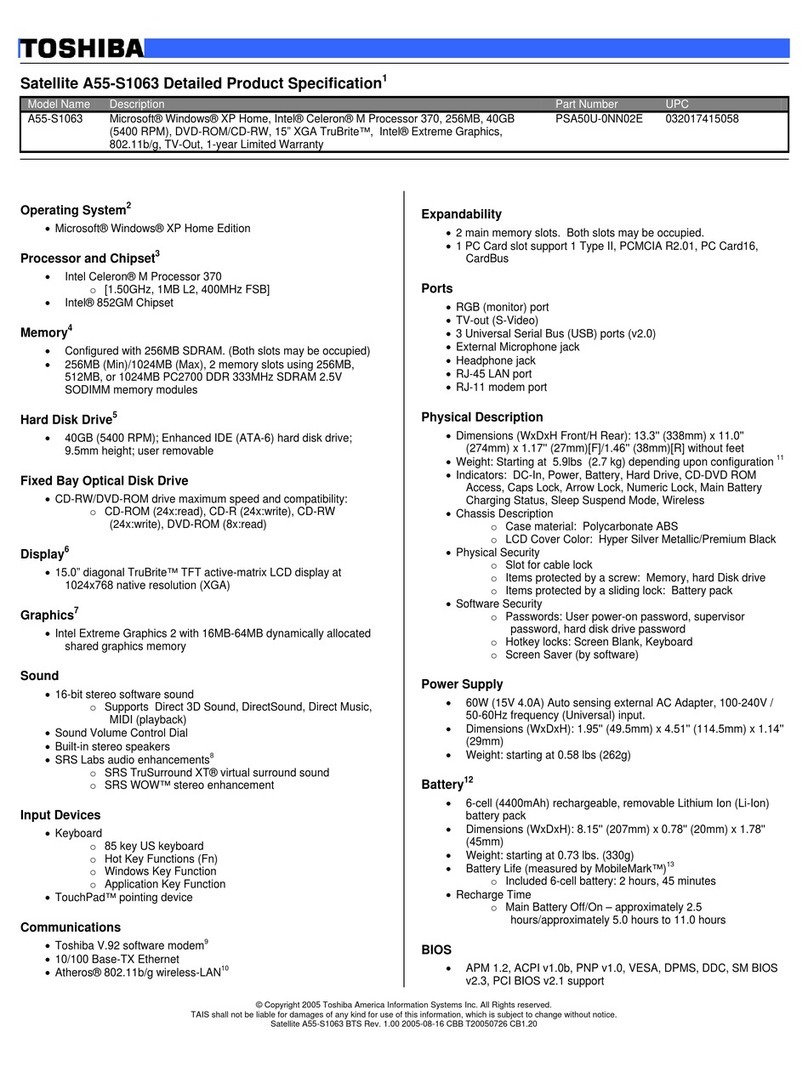 Toshiba A55-S1063 User manual
