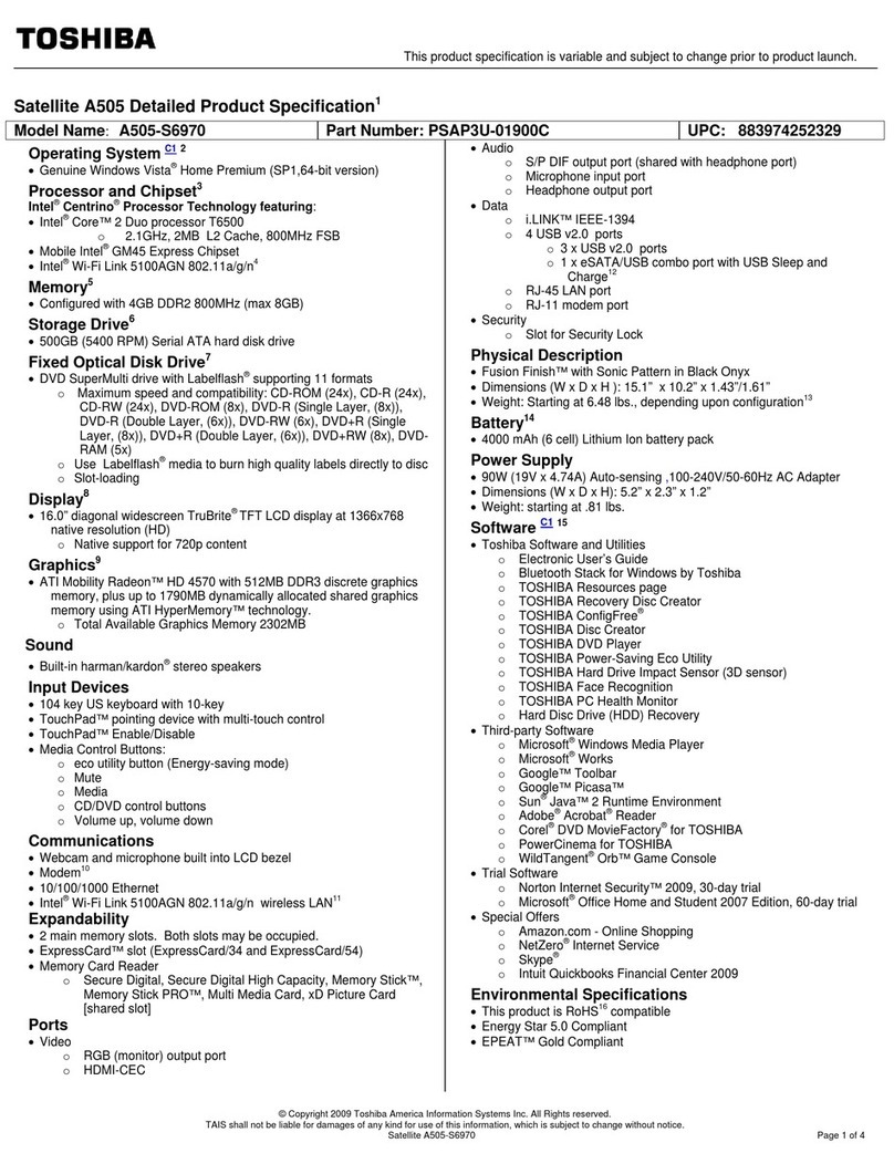 Toshiba A505-S6970 User manual