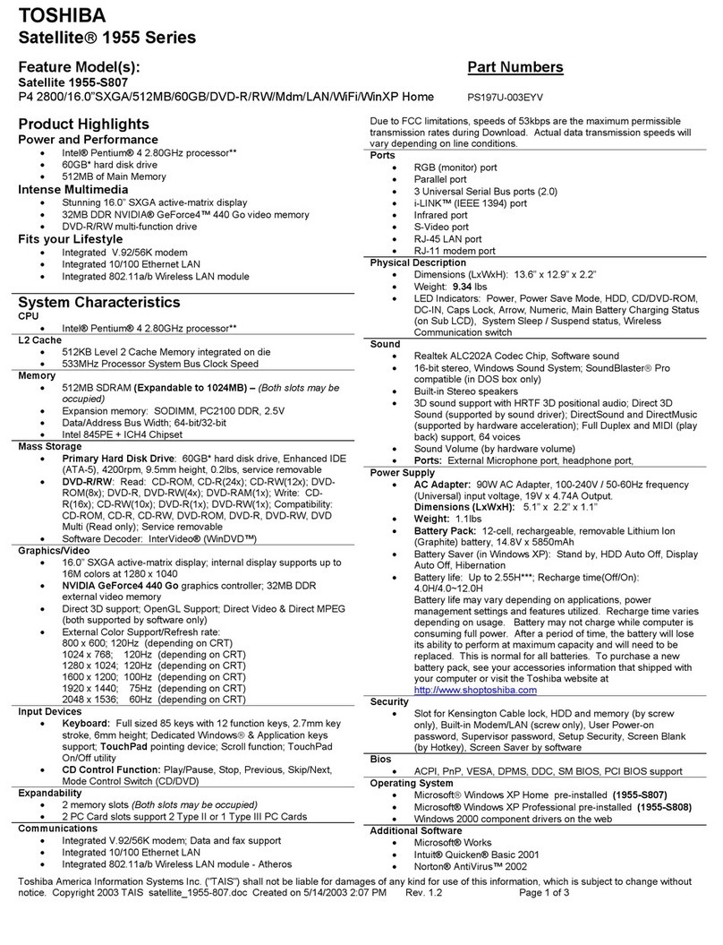 Toshiba 1955-S807 User manual