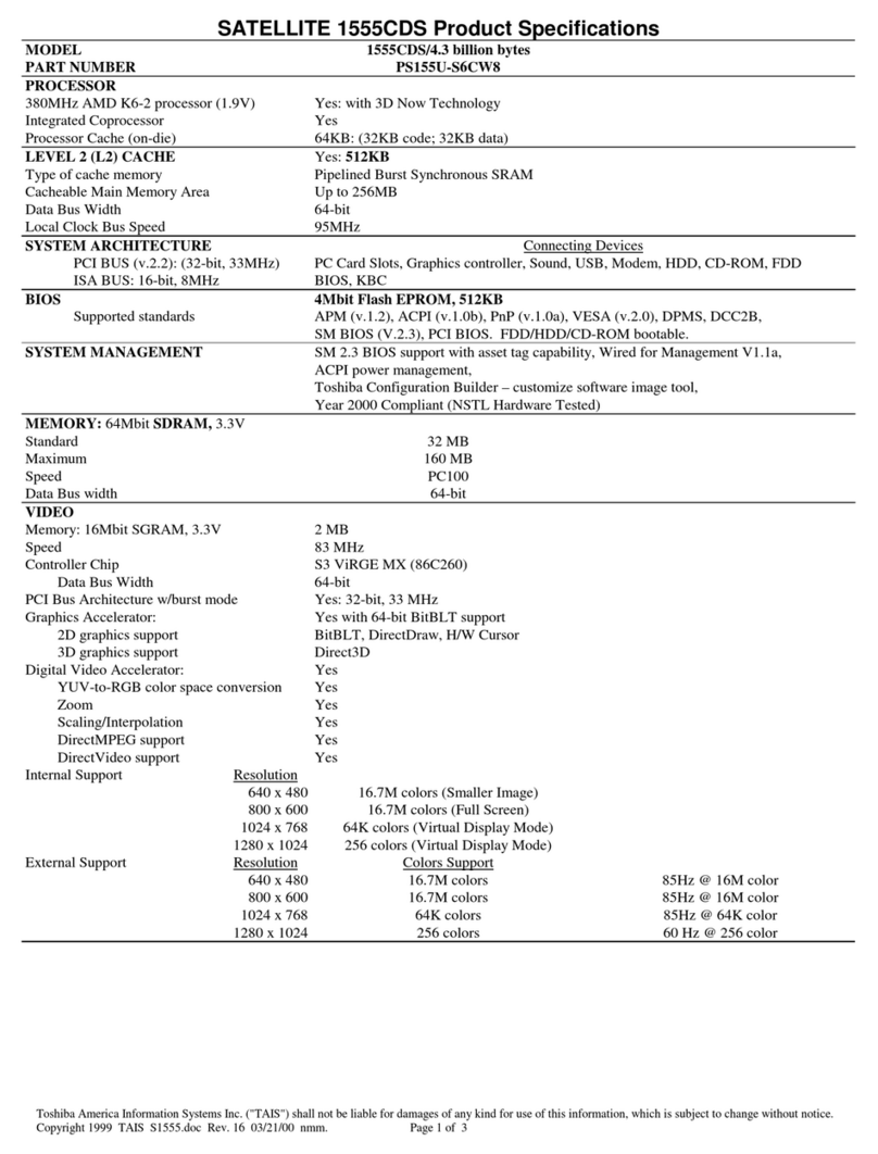 Toshiba Satellite 1555CDS User manual