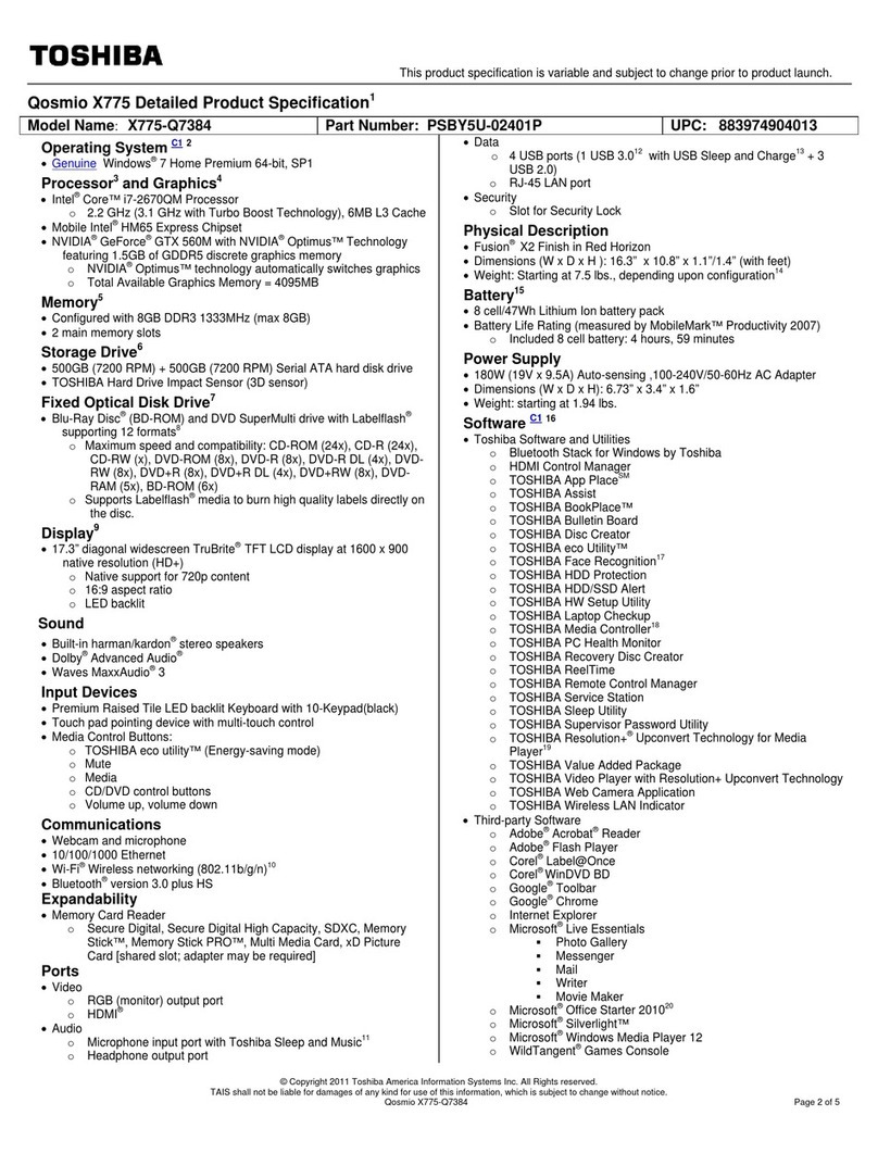 Toshiba X775-Q7384 User manual