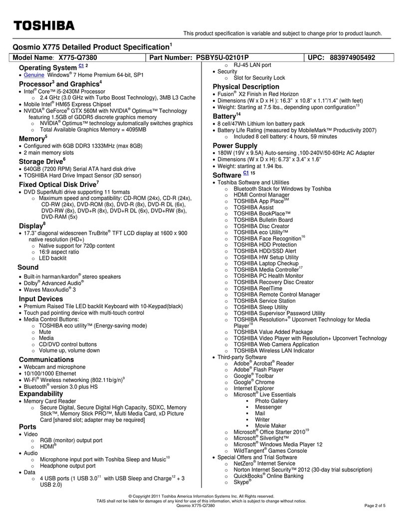 Toshiba X775-Q7380 User manual