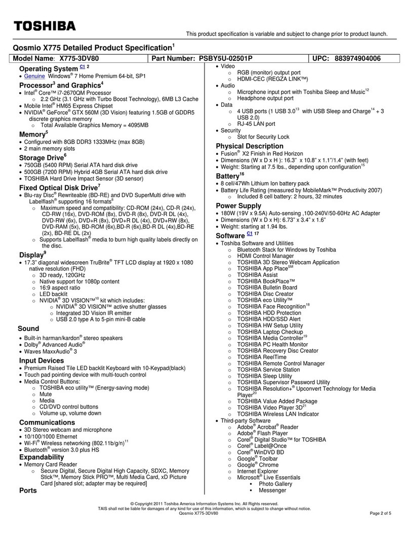 Toshiba X775-3DV80 User manual