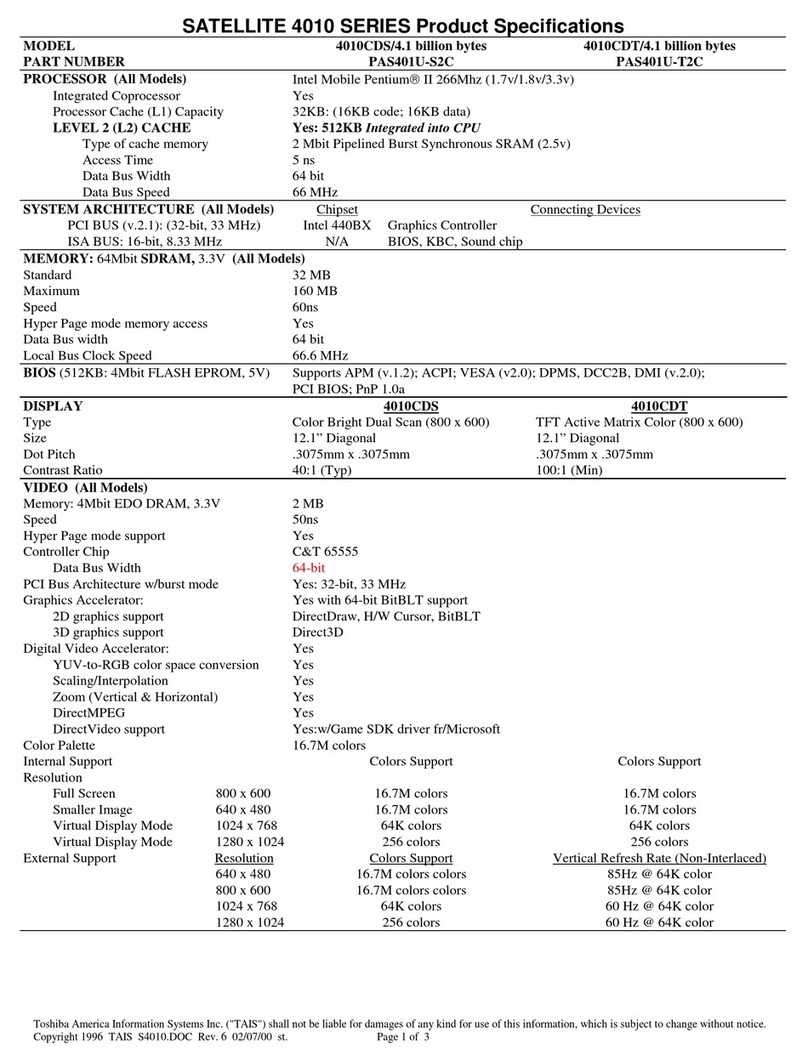 Toshiba Satellite 4010CDS Specifications