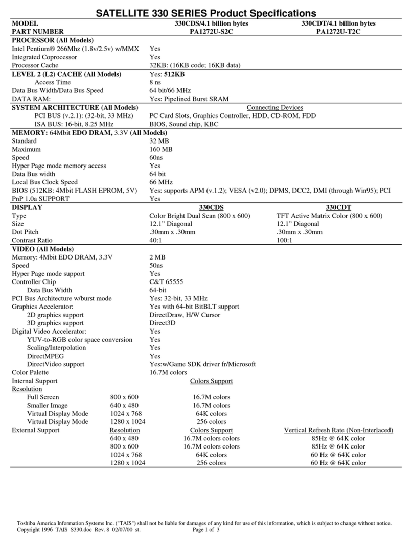 Toshiba Satellite 330CDS Specifications