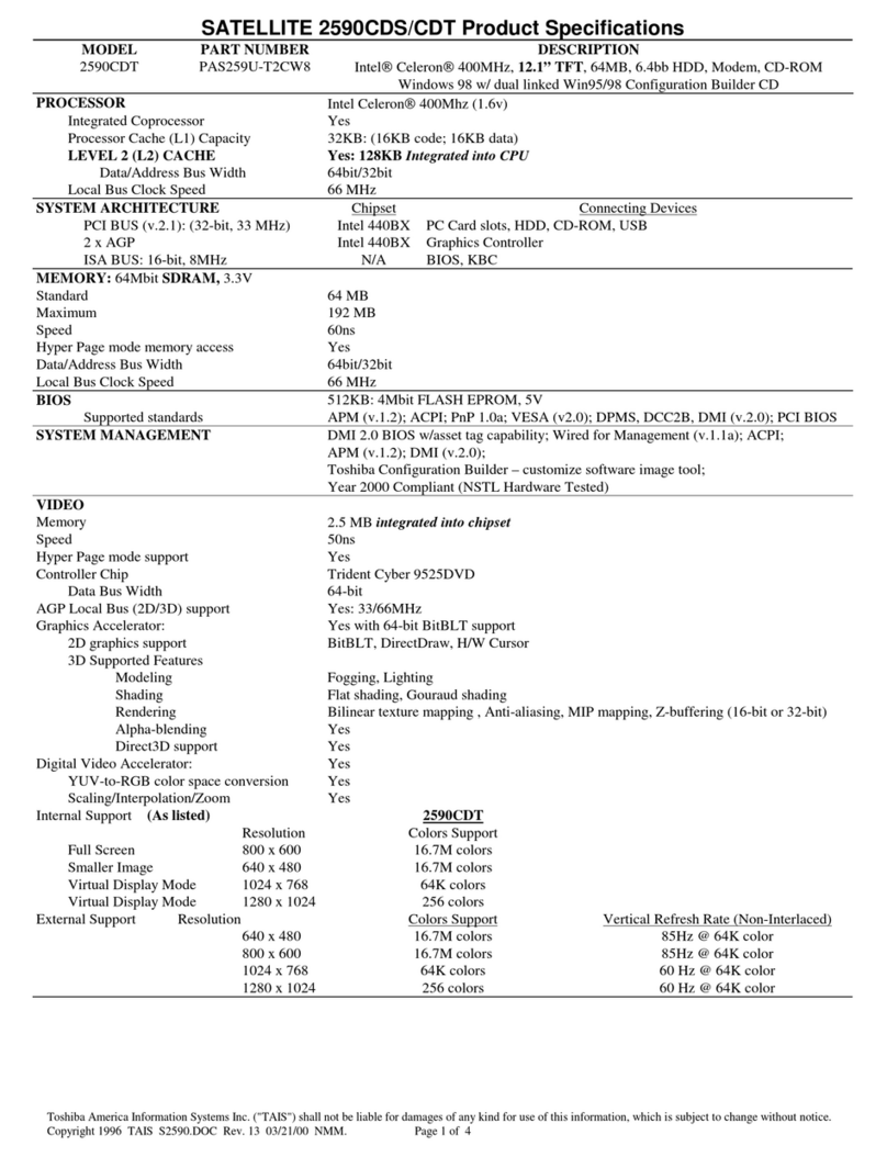 Toshiba Satellite 2590CDT User manual