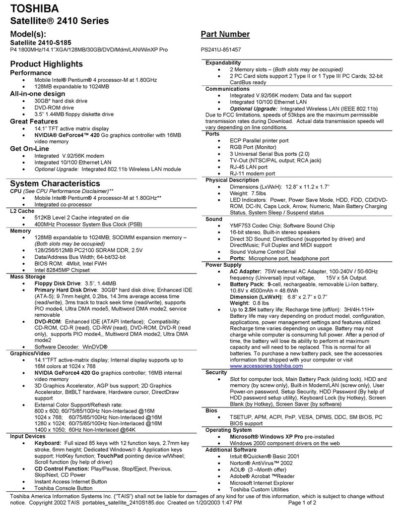 Toshiba 2410-S185 User manual