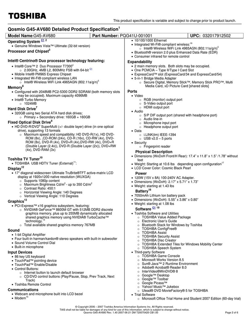 Toshiba Qosmio G45 User manual