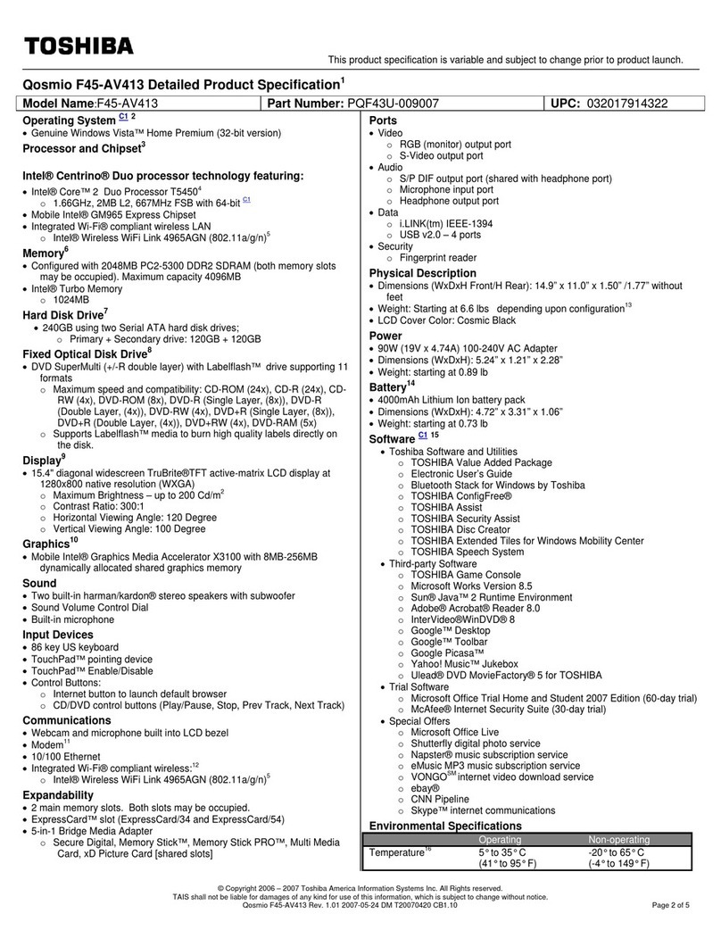 Toshiba Qosmio F45-AV413 User manual