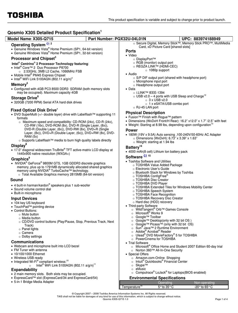 Toshiba X305-Q715 User manual