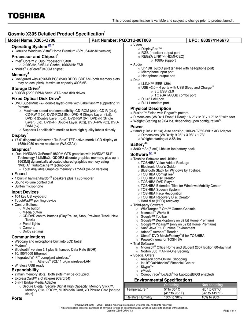 Toshiba X305-Q706 User manual Toshiba X305-Q706 User manual