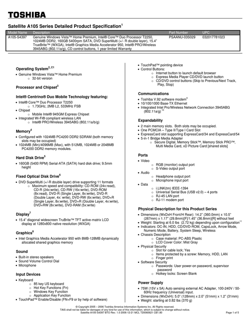 Toshiba A105-S4397 User manual