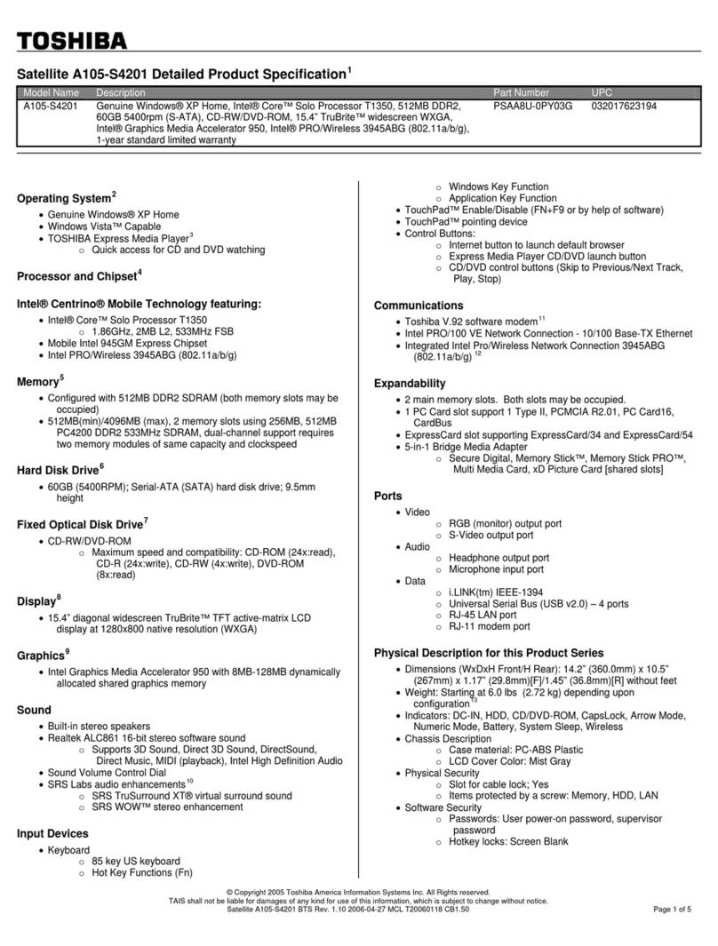 Toshiba A105-S4201 User manual
