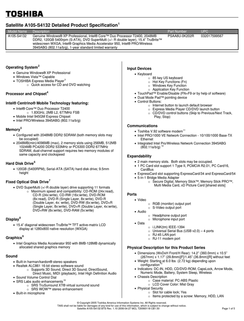 Toshiba A105-S4132 User manual Toshiba A105-S4132 User manual