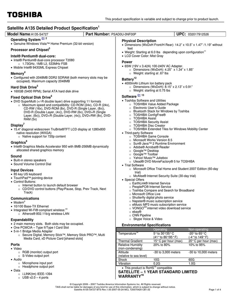 Toshiba A135-S4727 User manual