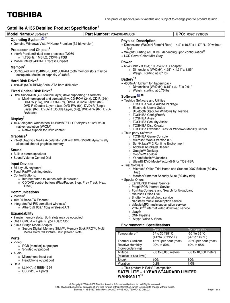 Toshiba A135-S4827 User manual