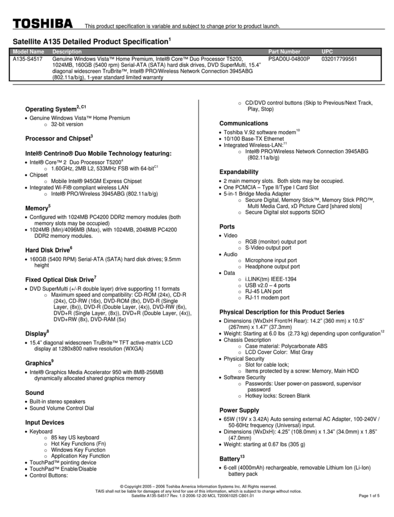 Toshiba A135-S4517 User manual