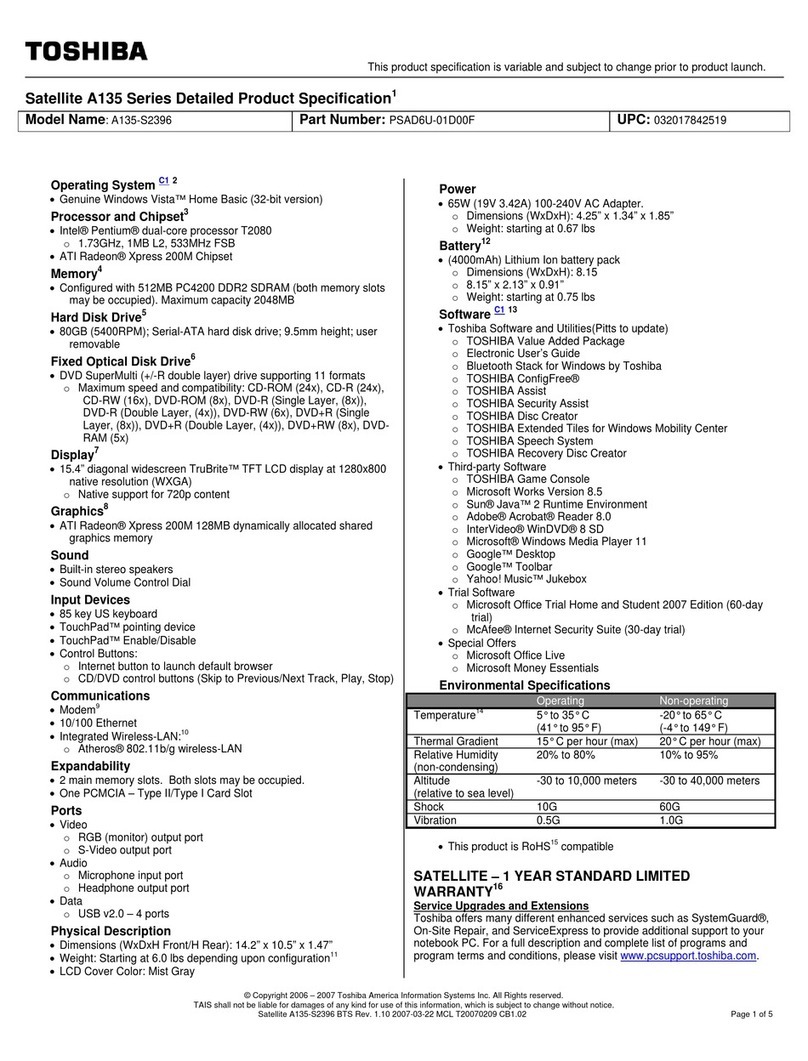 Toshiba A135-S2396 User manual