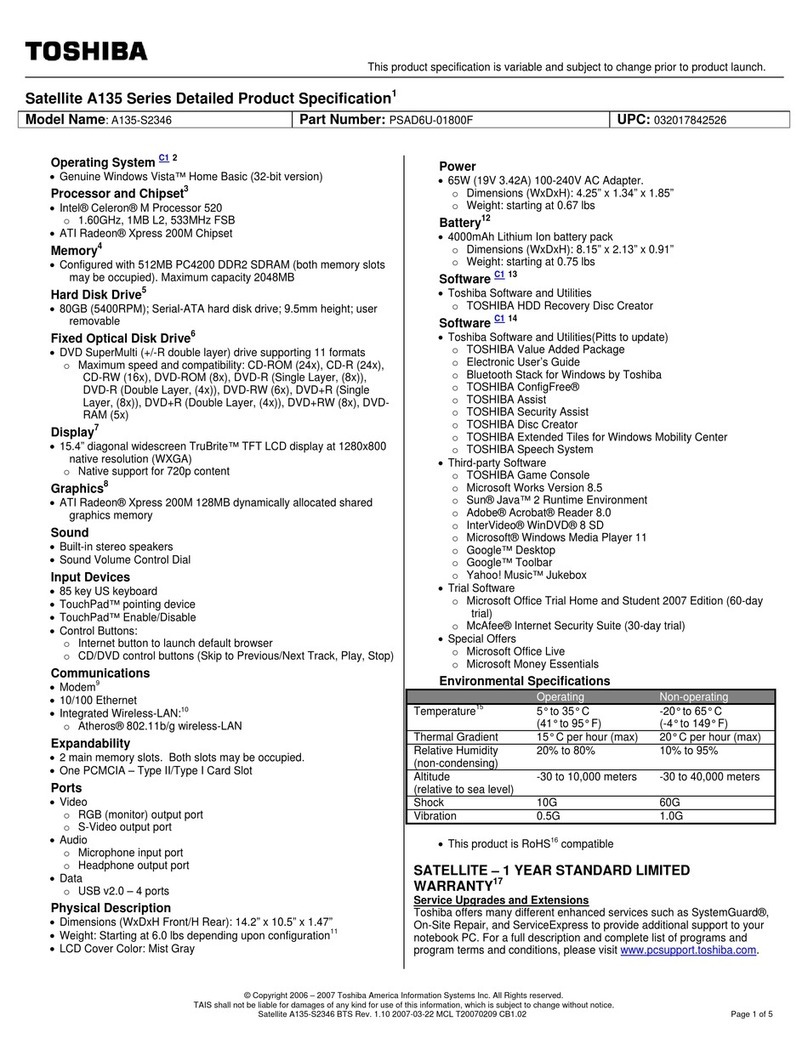 Toshiba A135-S2346 User manual