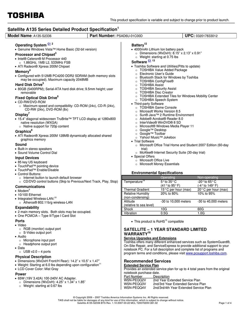 Toshiba A135-S2336 User manual