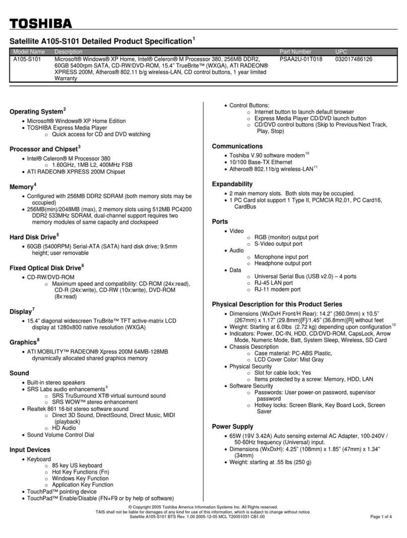 Toshiba A105-S101 User manual