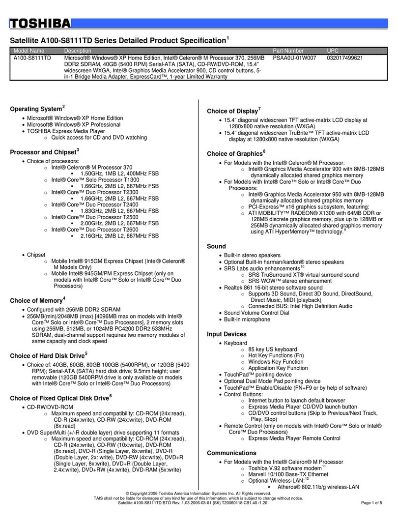Toshiba A100-S8111TD User manual