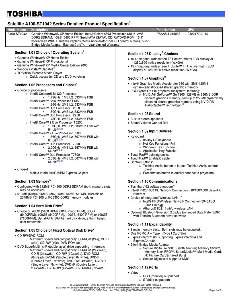 Toshiba A100-ST1042 User manual