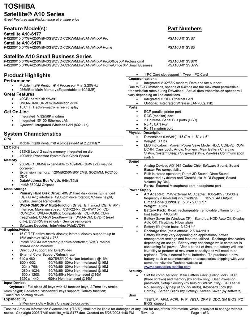 Toshiba A10-S177 User manual