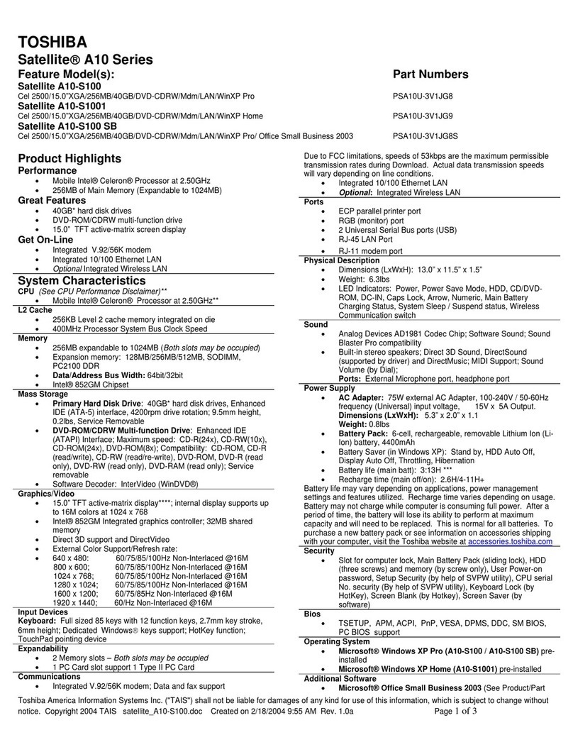 Toshiba A10-S100 User manual