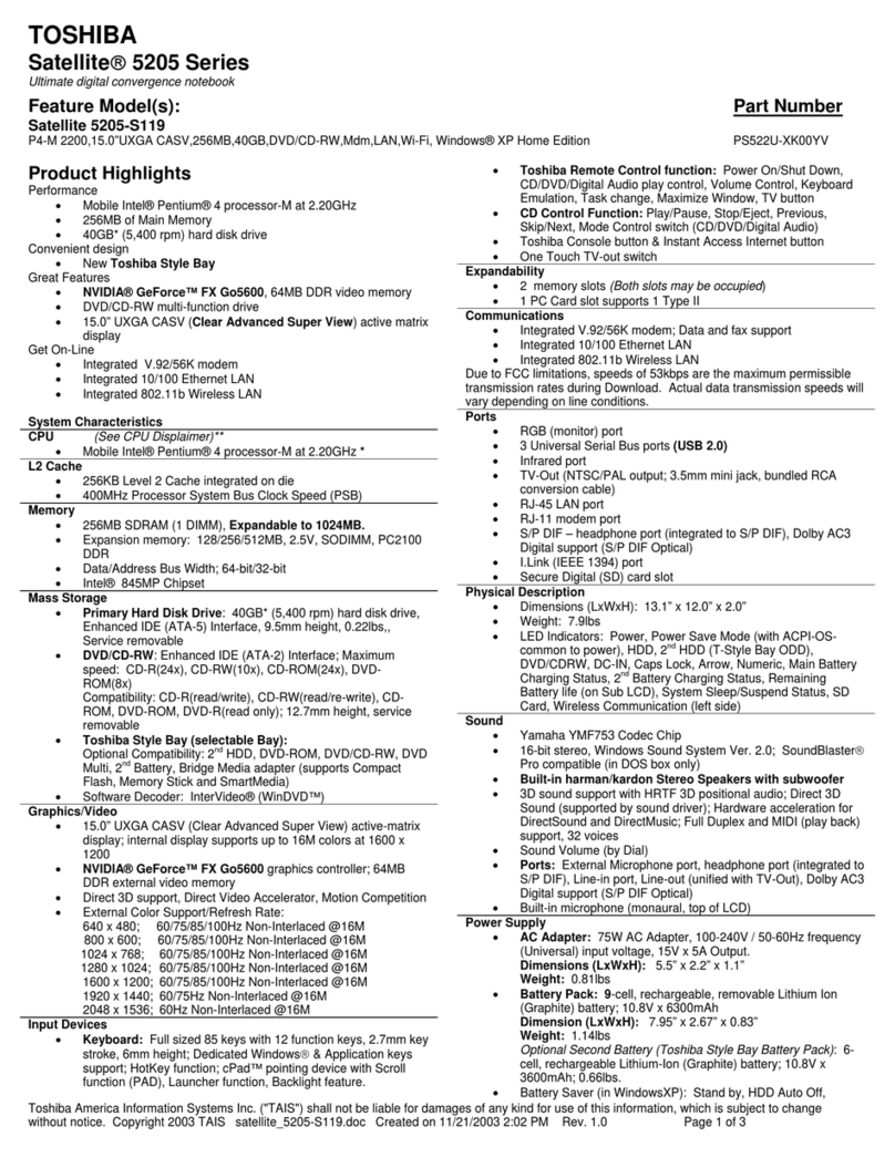 Toshiba 5205-S119 User manual