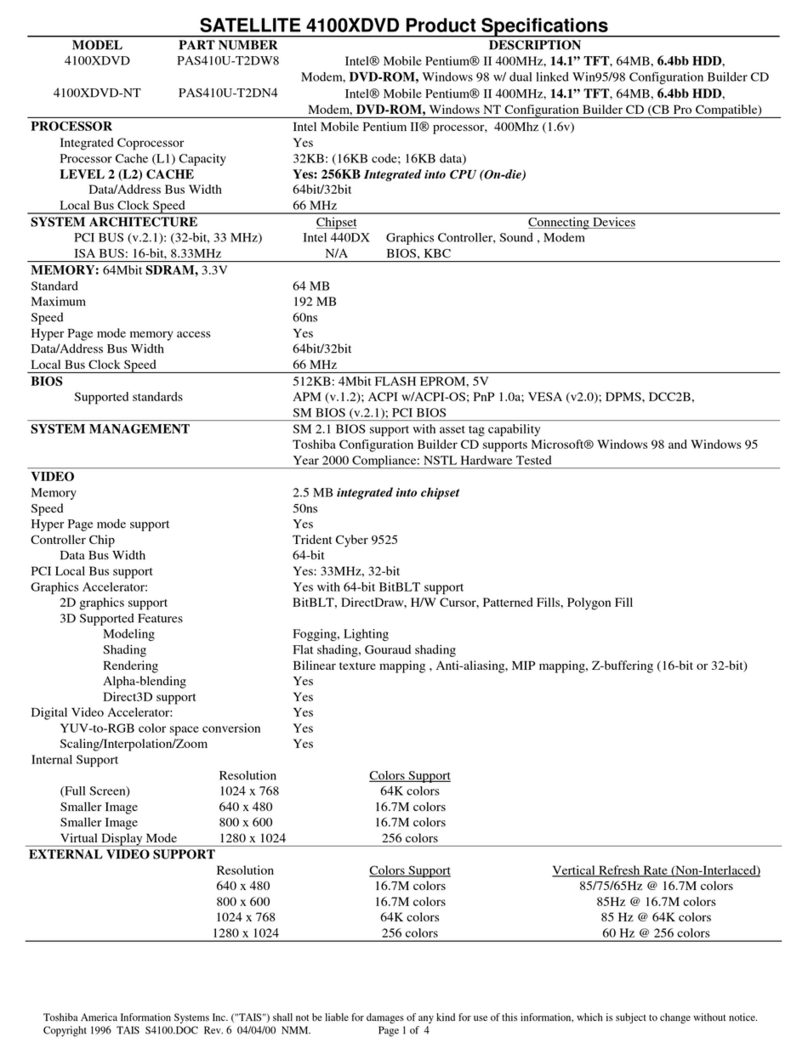 Toshiba Satellite 4100XDVD User manual