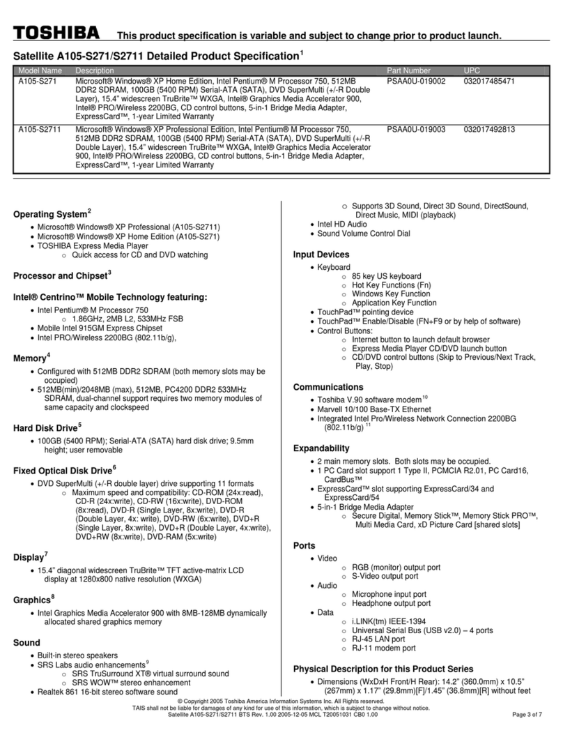 Toshiba A105-S271 User manual