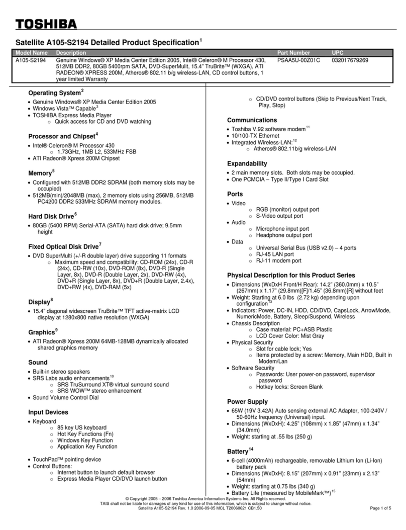 Toshiba A105-S2194 User manual