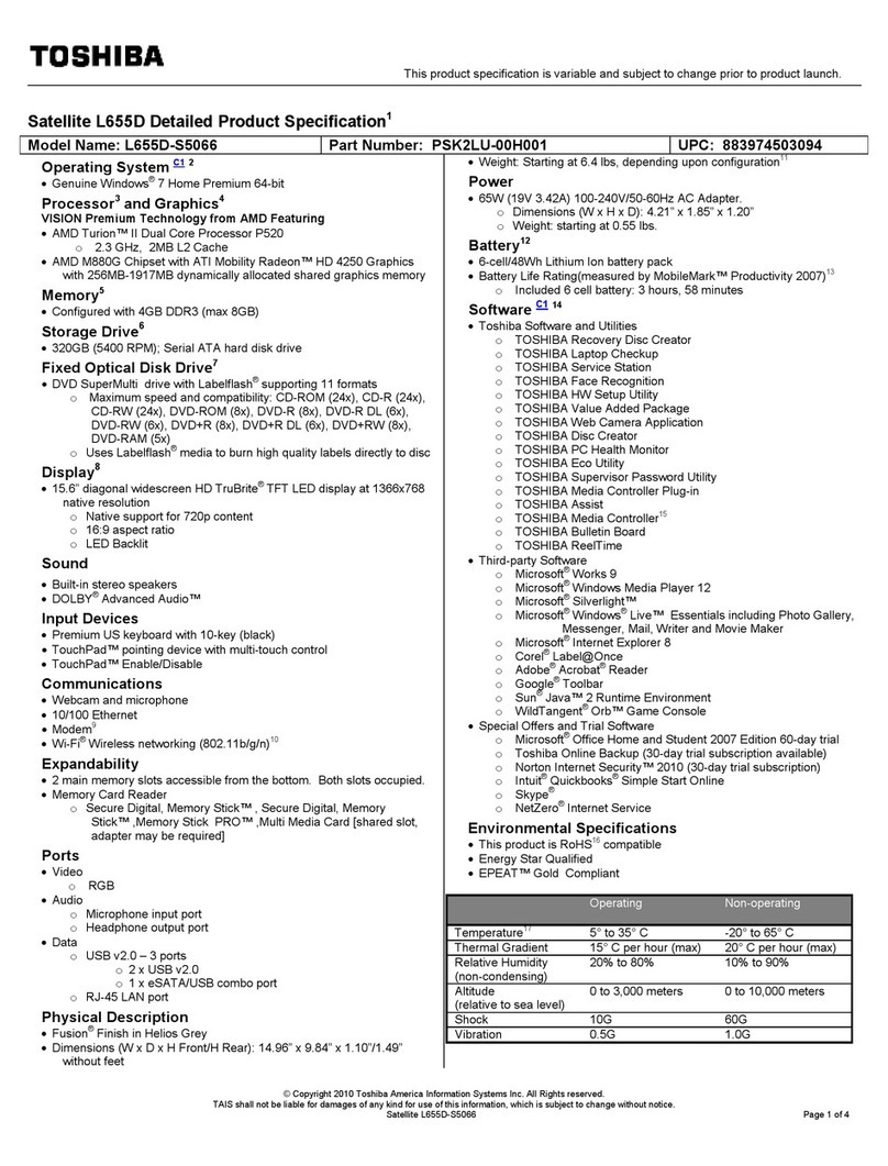 Toshiba L655D-S5066 User manual