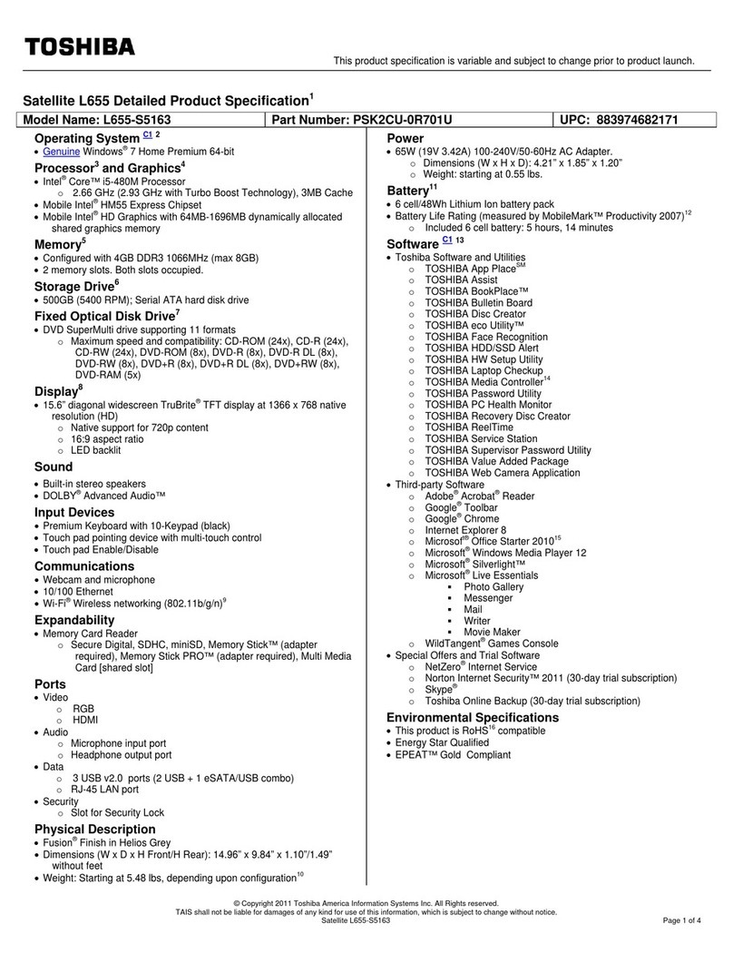Toshiba L655-S5163 User manual
