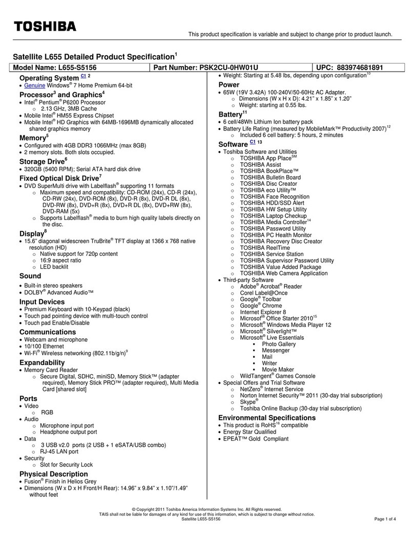Toshiba L655-S5156 User manual