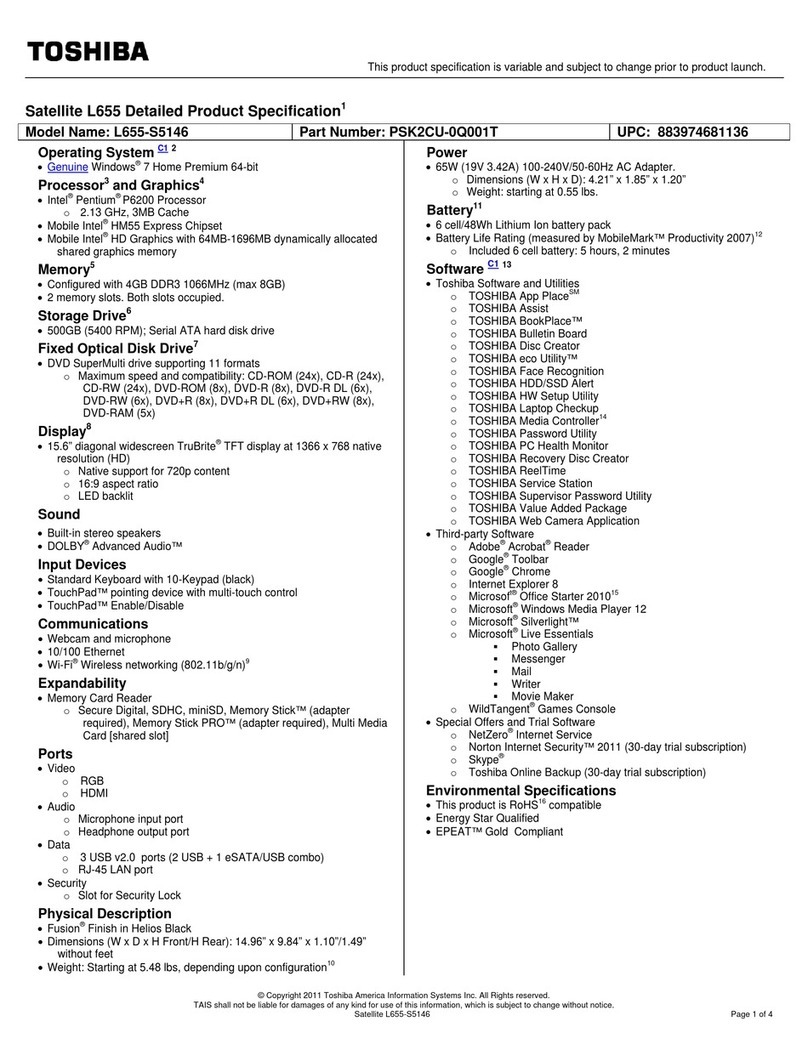 Toshiba L655-S5146 User manual
