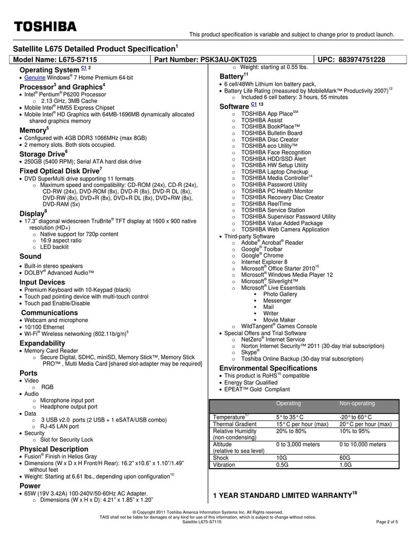 Toshiba L675-S7115 User manual