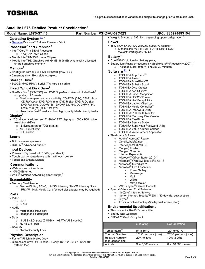 Toshiba L675-S7113 User manual