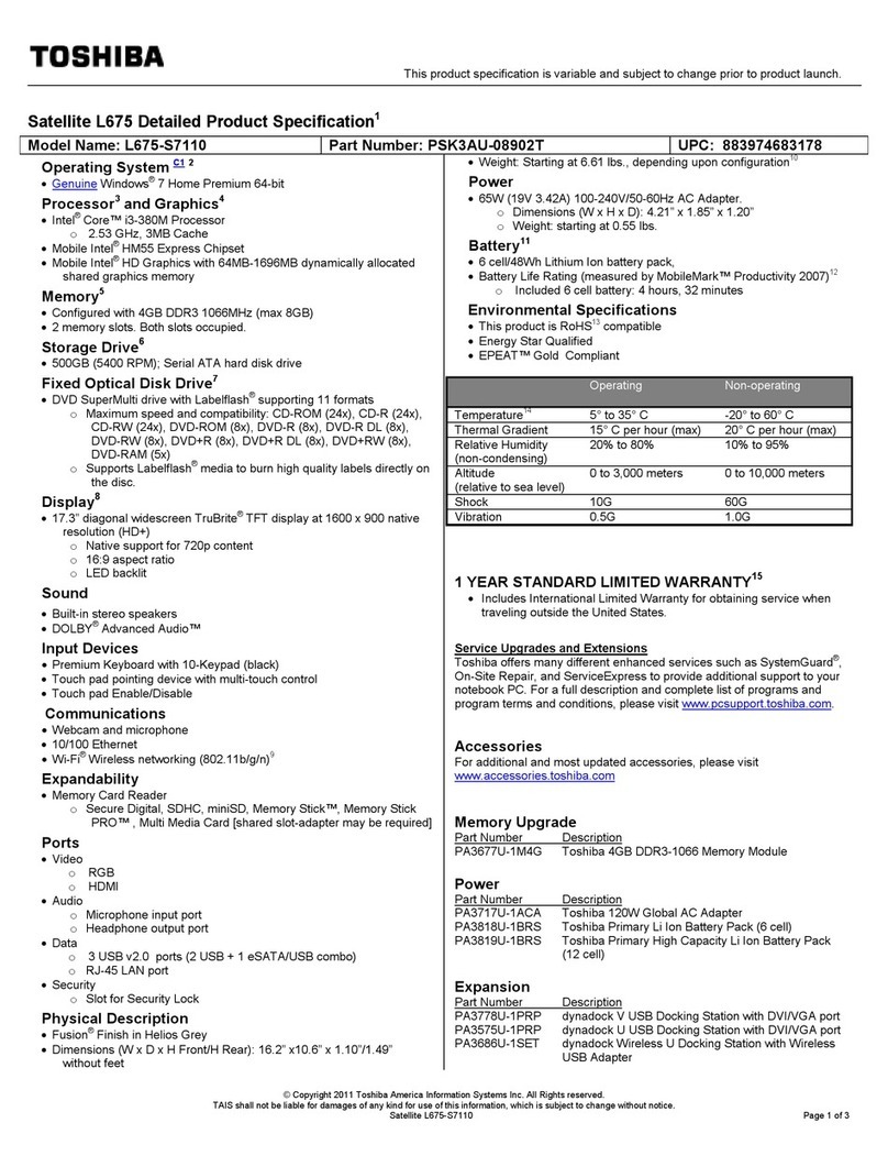 Toshiba L675-S7110 User manual
