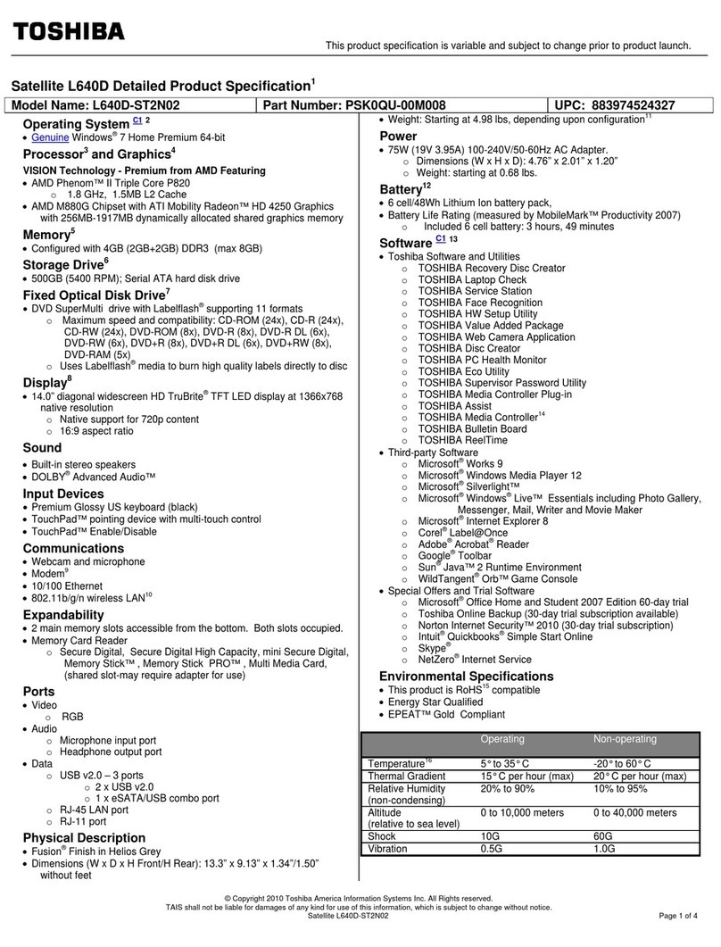 Toshiba L640D-ST2N02 User manual
