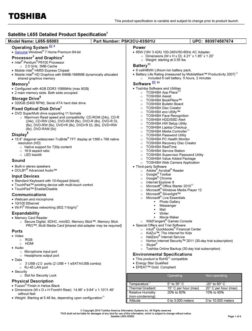 Toshiba L655-S5083 User manual