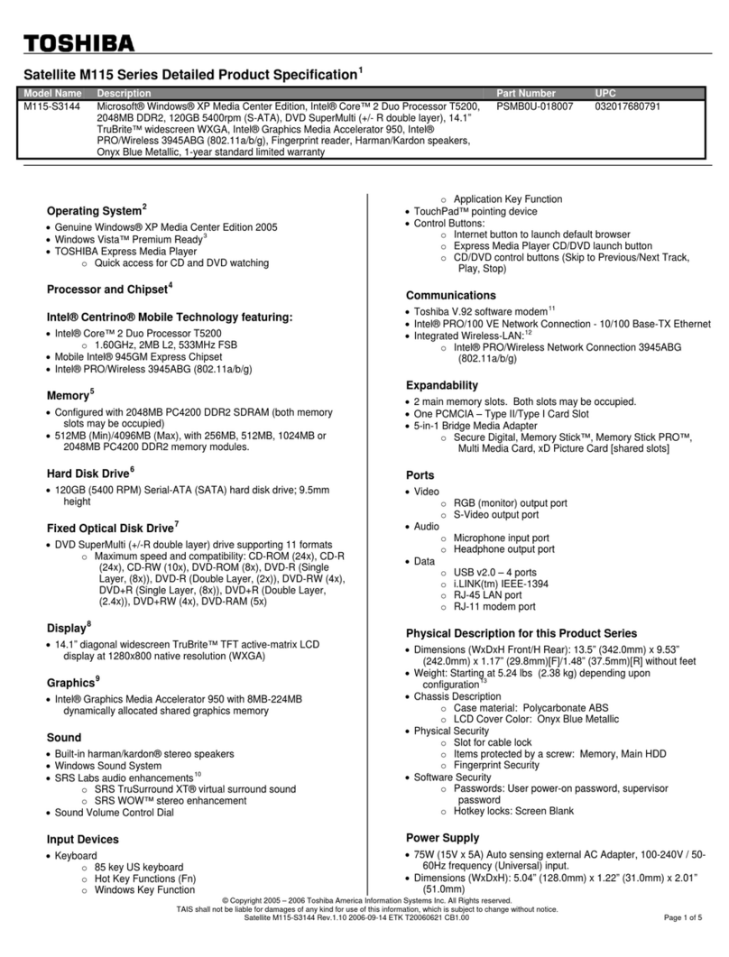 Toshiba M115-S3144 User manual