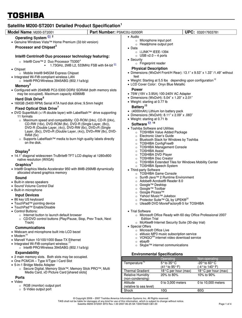 Toshiba M200-ST2001 User manual