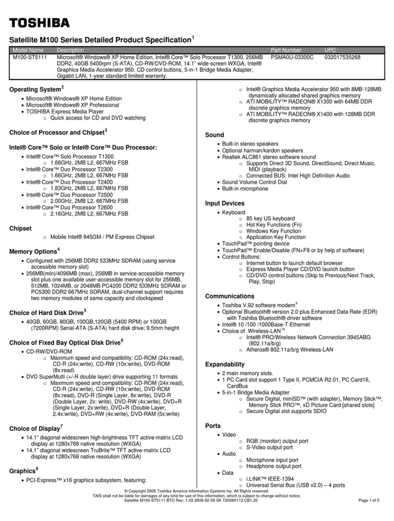 Toshiba M100-ST5111 User manual