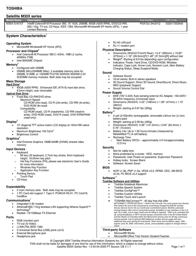Toshiba M30X-S181ST User manual