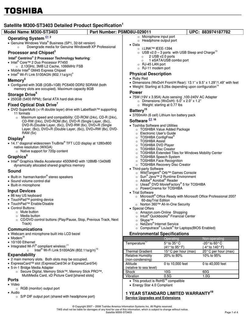 Toshiba M300-ST3403 User manual