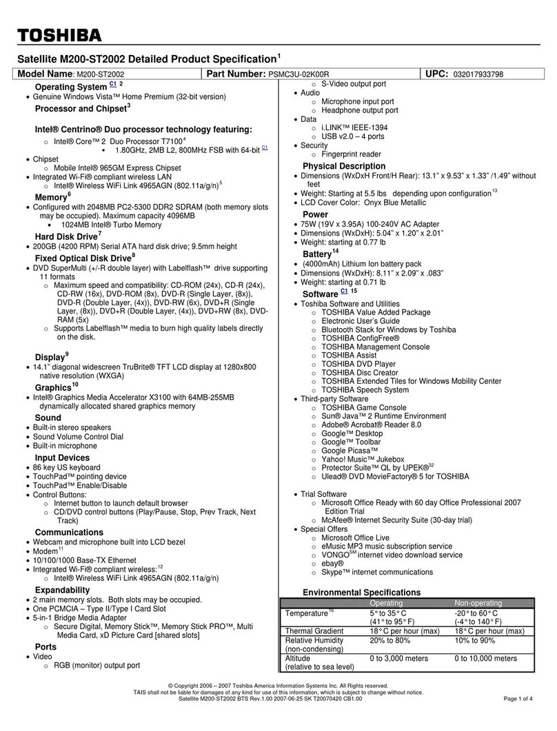 Toshiba M200-ST2002 User manual