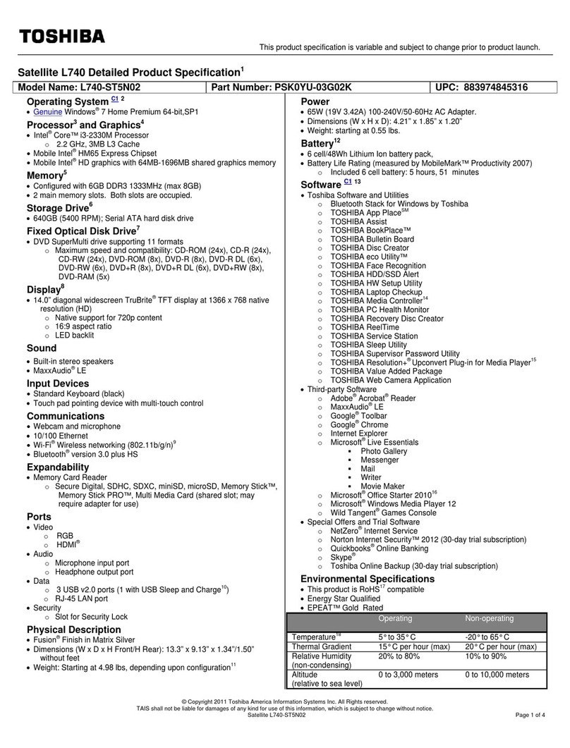 Toshiba Satellite L740-ST5N02 User manual