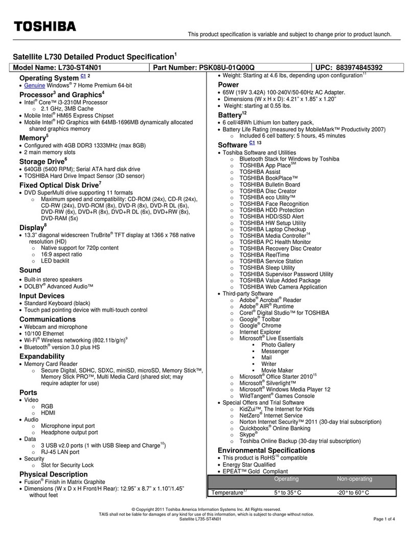 Toshiba Satellite L730-ST4N01 User manual